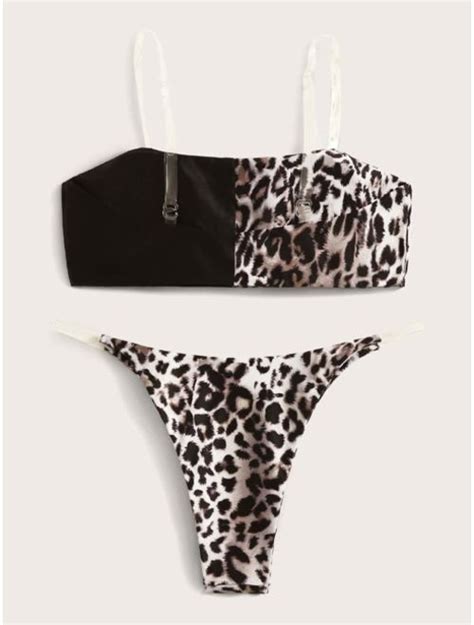 Buy Leopard Top With Thong Bikini Set Online Topofstyle