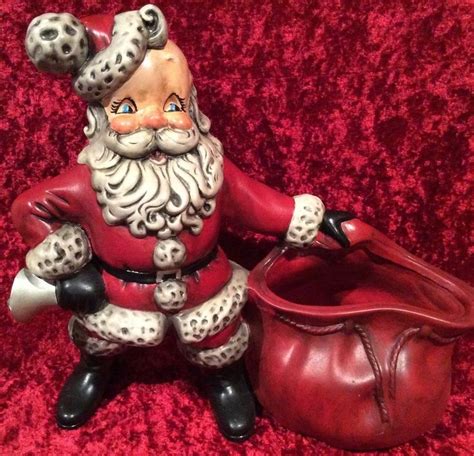 VTG Handpainted Ceramic Santa Claus With Toy Bag Atlantic Molds Hand