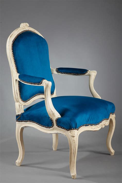 Quatre Fauteuils En Velours Bleu Canard D Poqu Antikeo