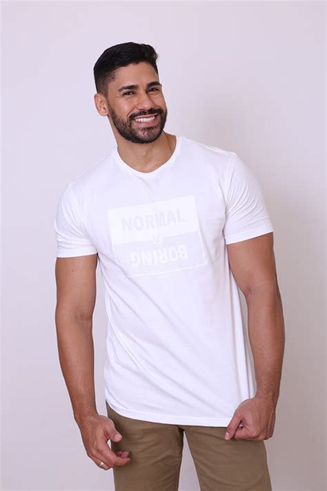 Camiseta Estonada King Joe Slim Branco Estampa marca Dágua