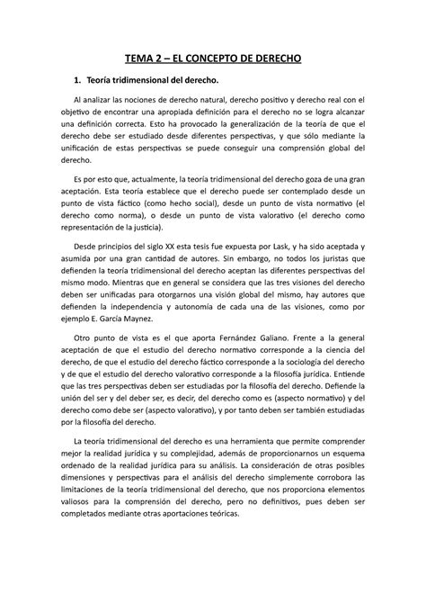 Tema 2 Apuntes 2 Tema 2 El Concepto De Derecho 1 Teoría