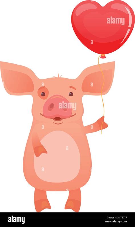 Cute Pig Holding Balloon Stock Vector Image Art Alamy