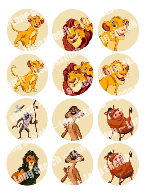 Lion King Birthday Cupcake Toppers Centrepiece Cake Topper Digital