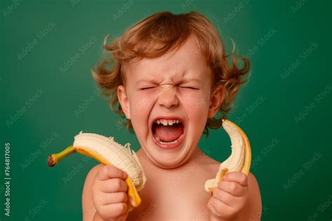 Child Has A Tantrum Over A Broken Banana Concept Of Three Year Old