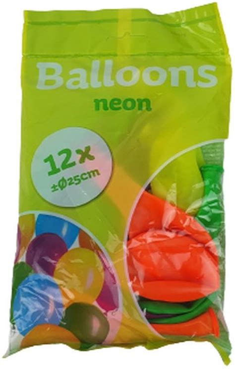 Ballonnen Neon Multicolor 12 Stuks 25 Cm Verjaardag Feest