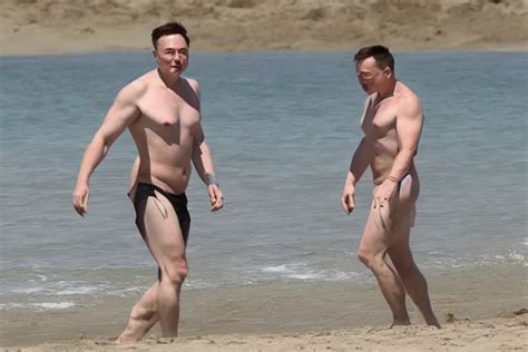 Elon Musk Without Shirt Swimming In The Beach Stable Diffusion