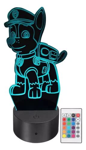 L Mpara Led Paw Patrol Patrulla Canina Rgb Personalizada Meses Sin