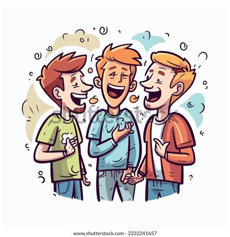 Boys Friends Laughing Hugging Hand Drawn Stock Vector (Royalty Free) 2332241657 | Shutterstock