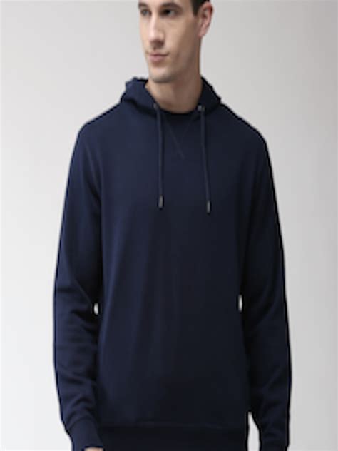 Buy Marks Spencer Men Navy Blue Solid Hooded Sweatshirt Sweatshirts