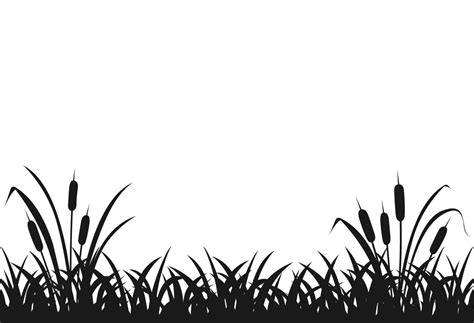 Black Silhouette Of Marsh Grass Lake Reeds Seamless Grass 5737530