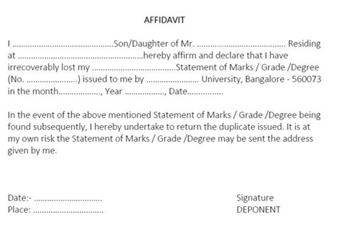 How To Make An Affidavit For A Lost Degree Certificate