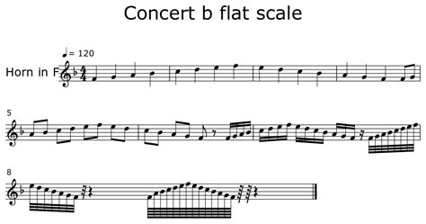 Concert B Flat Scale Sheet Music For Horn In F