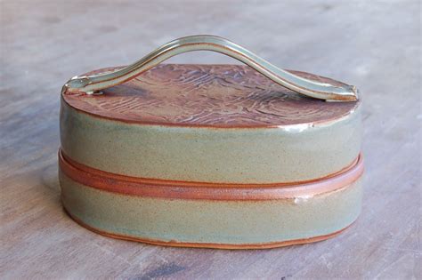 Stoneware Butter Dish Handmade Pottery Kitchen Dining Serving