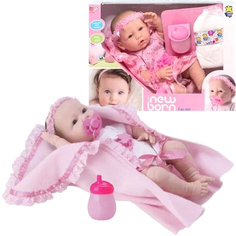 Boneca Reborn New Born Faz Xixi Fraldinha Mamadeira Chupeta Shopee Brasil