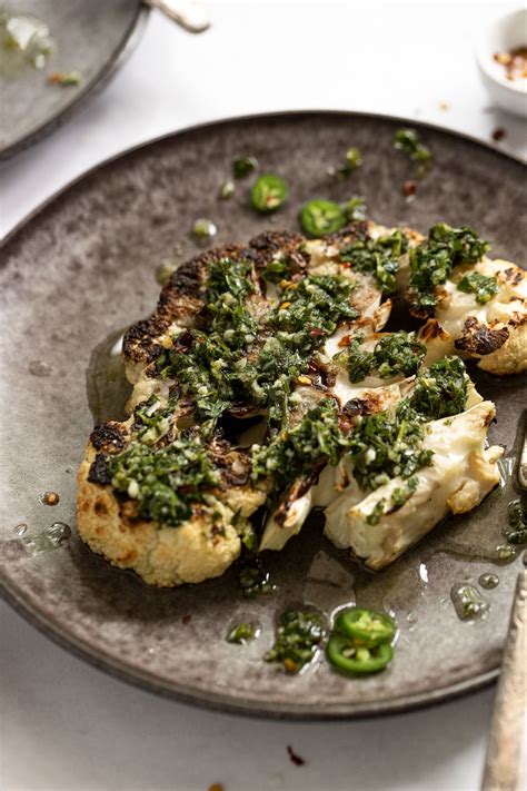 How To Make Grilled Cauliflower Steaks With Chimichurri Sauce