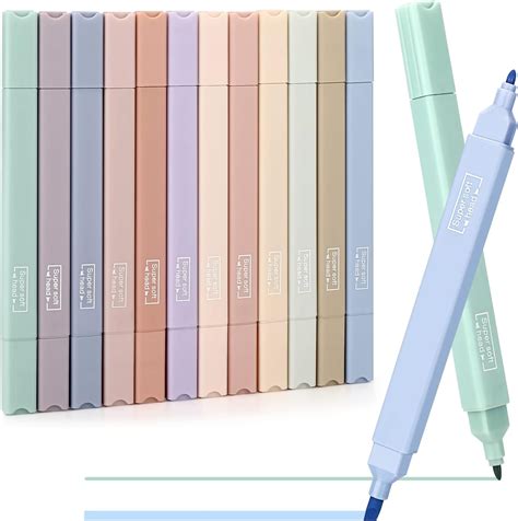 Miiepls Double Tête Surligneurs Pastel Esthétiques 12pcs Couleurs