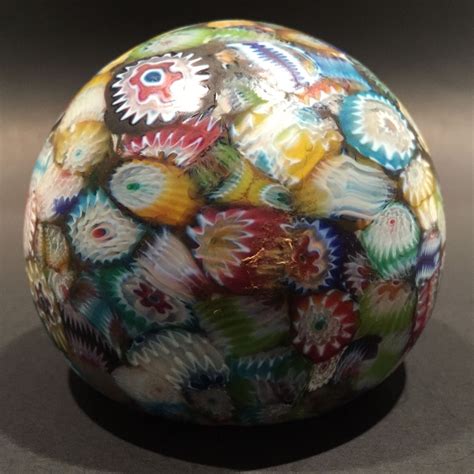 Vintage Murano Art Glass Paperweight Millefiori Scramble Satin Finish