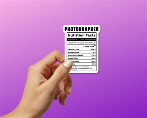 Funny Photographer Nutrition Facts Sticker, Photography Sticker Bomb, Heart Photography Decal ...