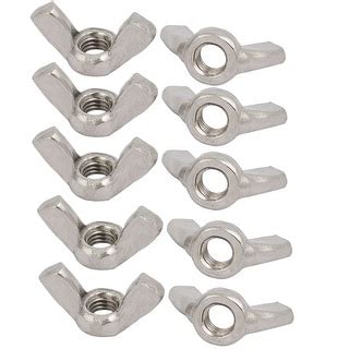 M6 Thread 1mm Pitch 201 Stainless Steel Wingnut Butterfly Nut 10pcs