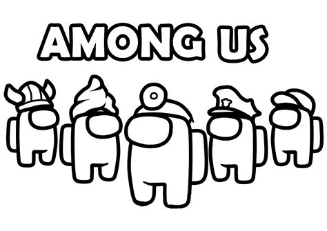 Cinq Personnages Among Us Avec Titre Coloriages D Among Us Imprimer