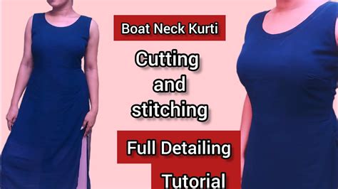 Double Layered Straight Kurti Boat Neck Kurti Cutting And Stitching