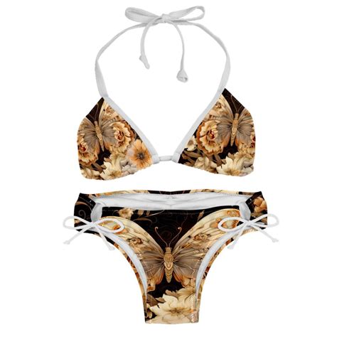 Butterfly Fission Diagram Detachable Sponge Adjustable Strap Bikini Set