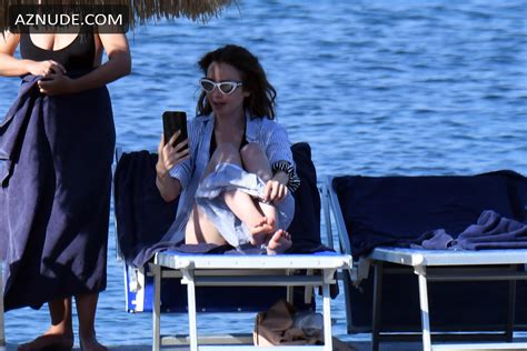 Lily Collins Sexy In A Black Swimsuit On Holiday In Ischia Aznude