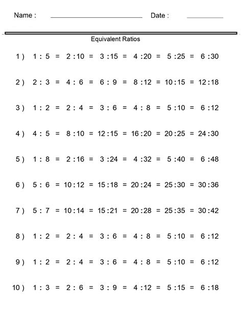 Ratio Worksheets Rows Of Equivalent Ratio Worksheets Made By Teachers