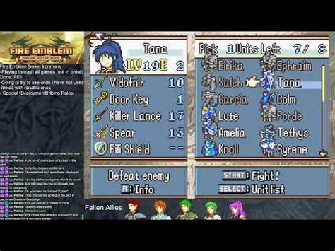 Fire Emblem Series Ironman Sacred Stones Deployment Bribing Run Ch