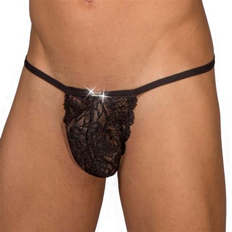 String sexy per uomo in pizzo floreale nero Novità Assoluta