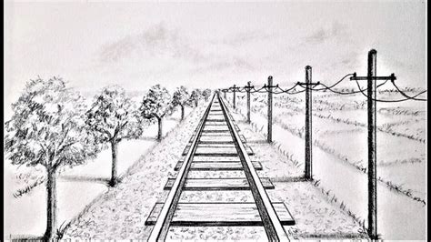 How To Draw Train Track In One Point Perspective Step By Step For