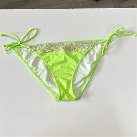 Victorias Secret String Bikini Bottom With Metallic Gem