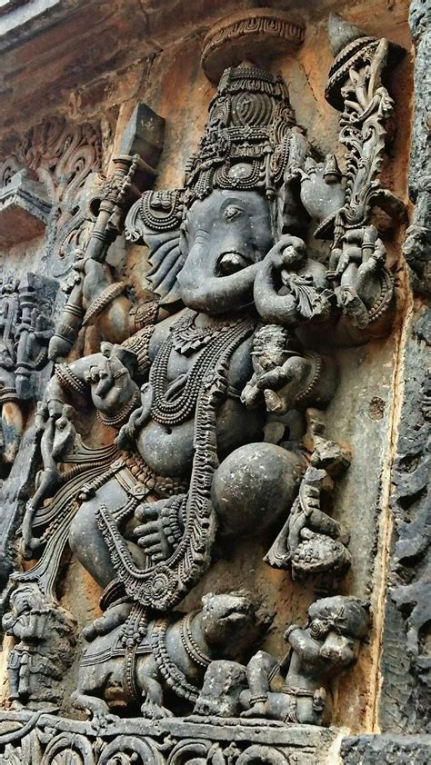 Lord Ganesh Dancing On His Vehicle The Mouse Halebidu Temple