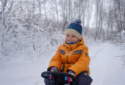 欧洲可爱男孩雪橇在冬高清图片下载 正版图片505101314 摄图网