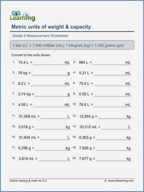capacity conversion worksheet fresh  capacity conversion worksheet