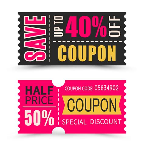 Set Of Discount Coupons In Different Shapes T Voucher With Coupon