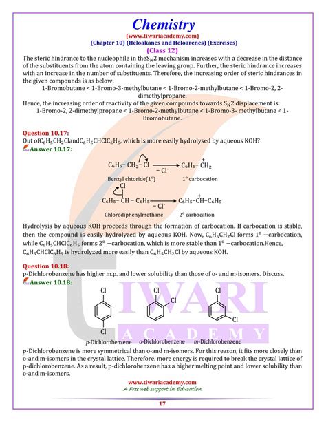 NCERT Solutions For Class 12 Chemistry Chapter 10 Haloalkane Haloarene