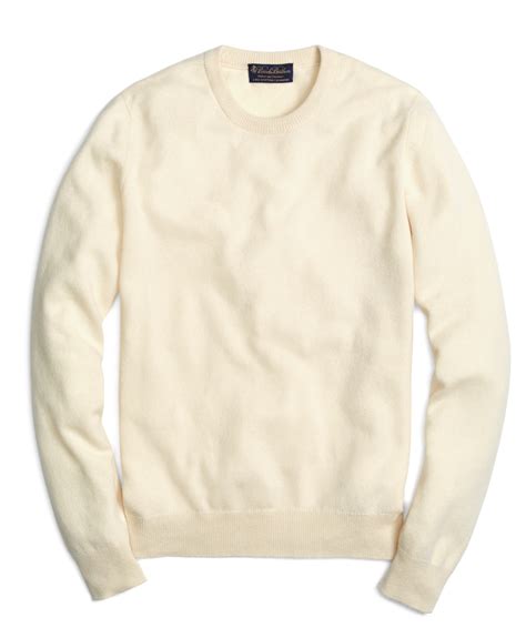 Lyst Brooks Brothers Cashmere Crewneck Sweater In Natural For Men