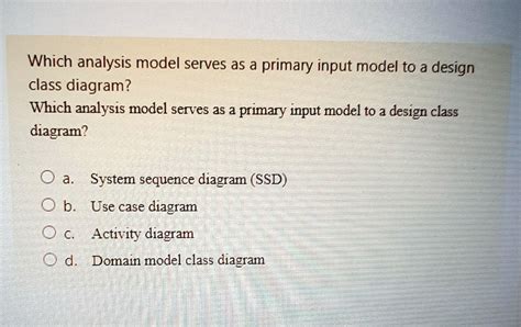 Class Diagram Which Analysis Model Serves As A Primary Input Model To A Design Class Diagram