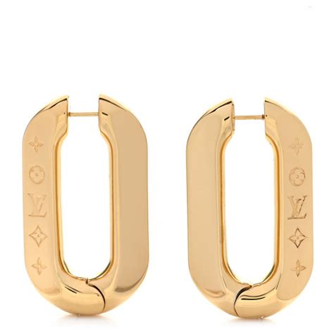 Louis Vuitton Lv Edge Hoop Earrings Mm Gold 1073640 Fashionphile