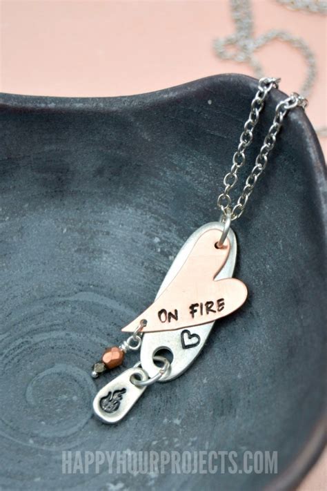 Hearts On Fire Hand Stamped Necklace Happy Hour Projects