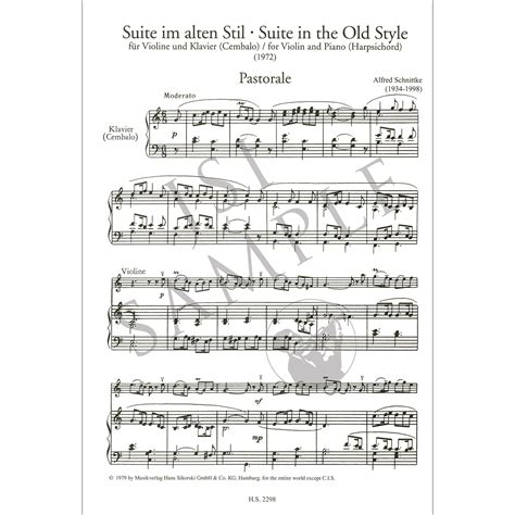 Suite In The Old Style Violin And Harpsichord Or Piano Alfred