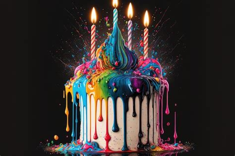 Premium AI Image Birthday Cake With Colorful Candles Sprinkles And