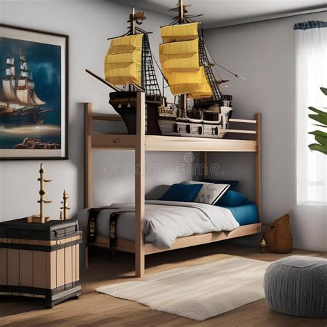 A Whimsical Pirate Ship-themed Bedroom with Ship Beds, Treasure Chests, and Nautical Decor1 ...