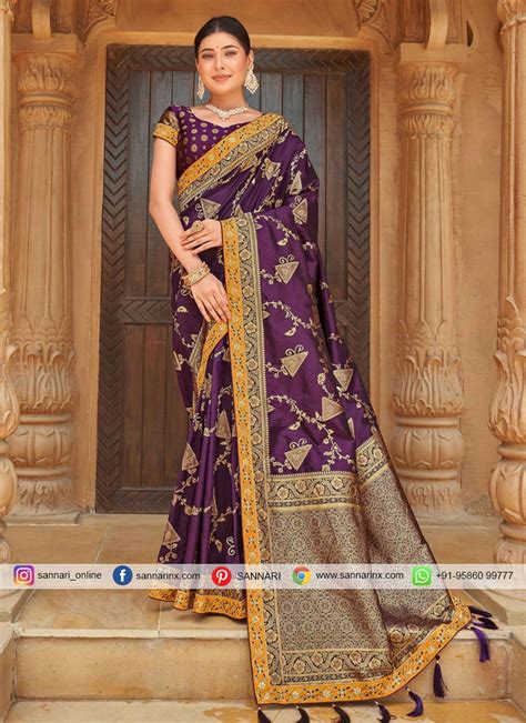 Purple Banarasi Silk Weaving Designer Saree