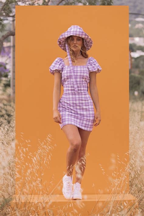 Brima Bucket Hat Lavender Gingham Check Womens Summer Etsy Uk