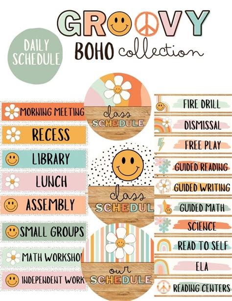 Groovy Boho Classroom Schedule Editable Etsy