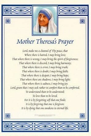 Mother Teresa Prayer Card