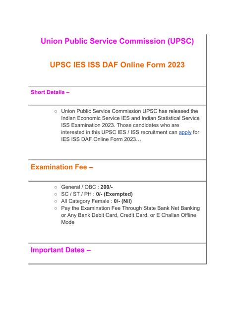 PPT UPSC IES ISS DAF Online Form 2023 PowerPoint Presentation Free