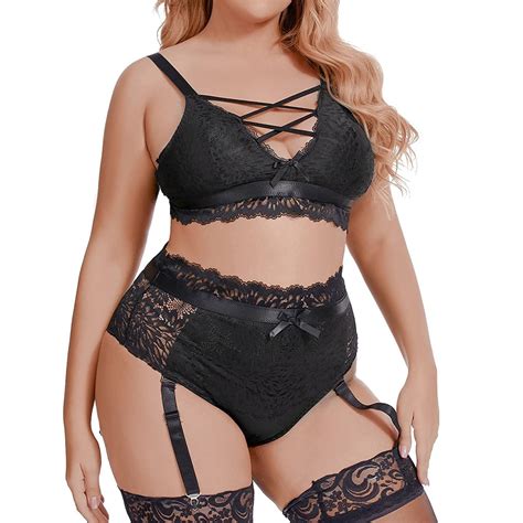 Qcmgmg Lace Lingerie Bodysuit Longline Hollow Out Naughty Lingerie Sets